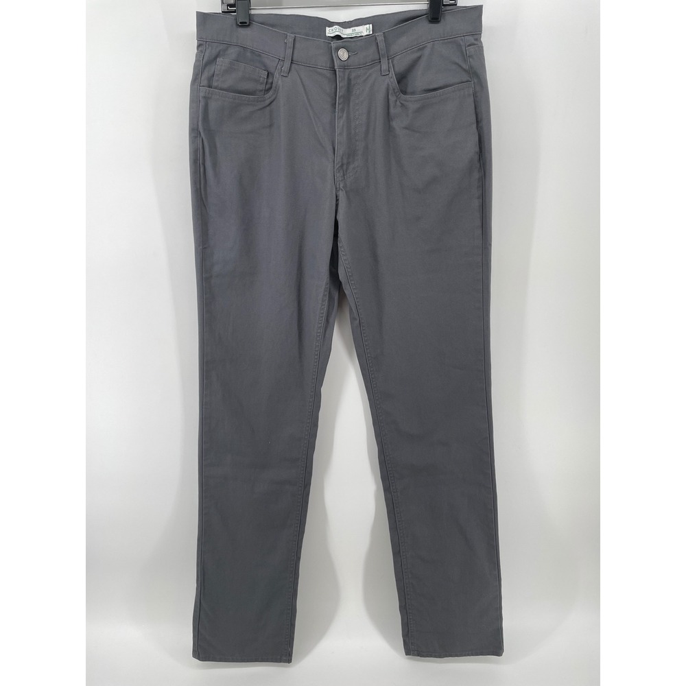 Criquet Flat Front Canvas Pants Mens 33‎ Grey Straight Leg Stretch Cotton Blend